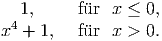   1,     f�ur  x ≤ 0,
x4 + 1,  f�ur  x > 0.  