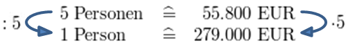 erster Schritt Dreisatz antiproportional