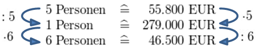 zweiter Schritt Dreisatz antiproportional