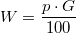 W = \frac{p \cdot G}{100}