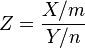Z = \frac{X / m}{Y / n }