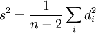 s^2 = \frac{1}{n-2} \sum_i d_i^2